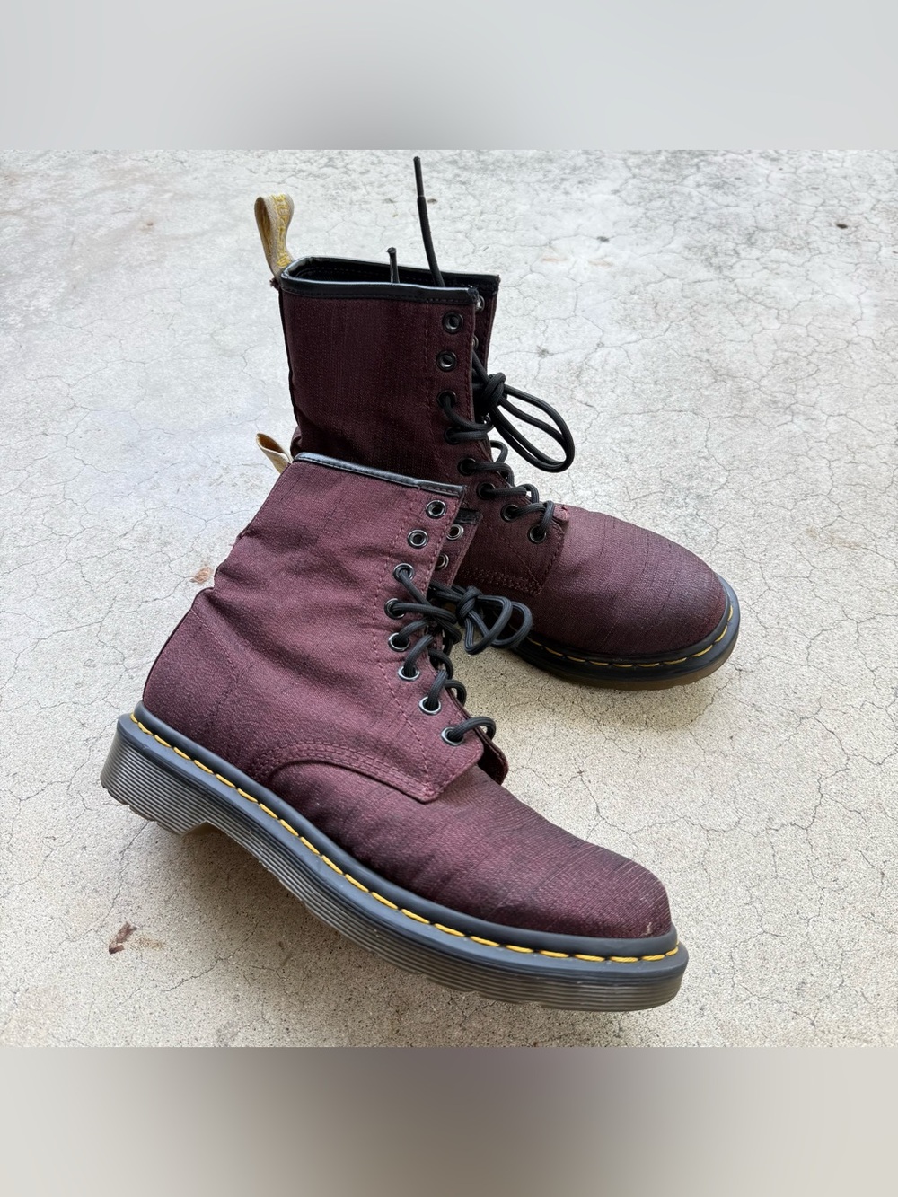 Dr. Martens ‘Vegan Castel’ Burgundy Canvas Boots Size US 7 Womens